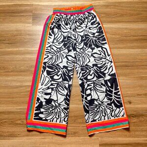 Sweet Rain Monstera Print Wide-Leg Palazzo Pants – Size M